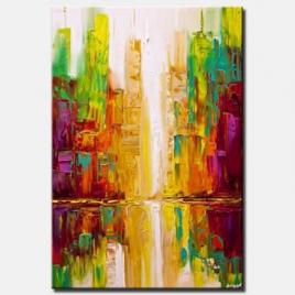 canvas print of colorful city abstract painting textured