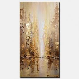 canvas print of golden abstract city painting