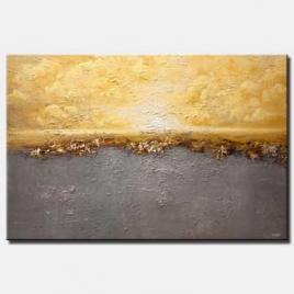 canvas print of textured yellow gray modern landscape abstract painting