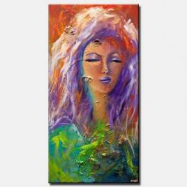 canvas print of colorful woman portrait painting