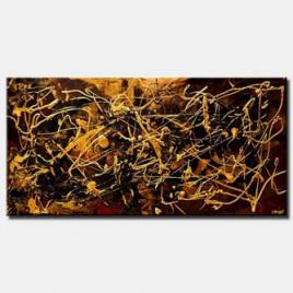 canvas print of Black Gold textured abstract painting