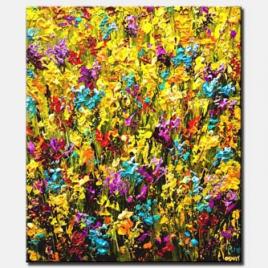 canvas print of modern palette knife floral painting