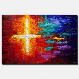 colorful textured cross art