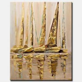 textured modern sailboats painting GOLD