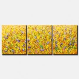 textured abstract art colorful blooming flowers painting