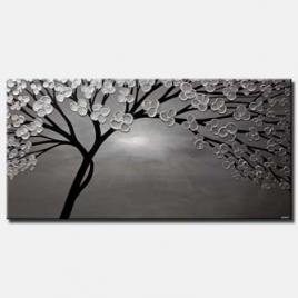 canvas print of abstract silver tree painting