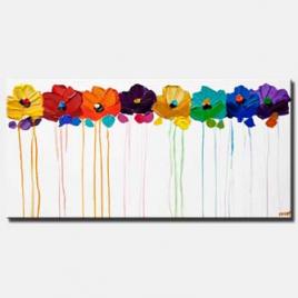 canvas print of colorful flowers  painting on white background