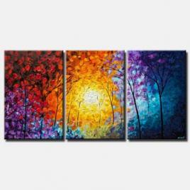 canvas print of modern colorful forest painting on canvas