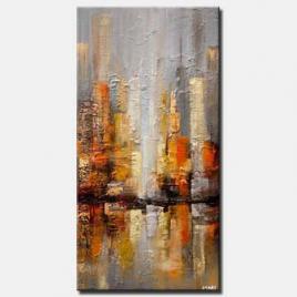 canvas print of gray city painting textured abstract city