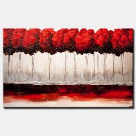 canvas print of red blooming trees painting red blossom textured art
