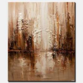 canvas print of modern brown abstract city painting