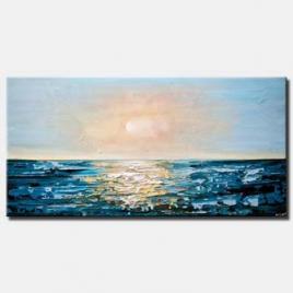 teal sunrise abstract painting seascape painting