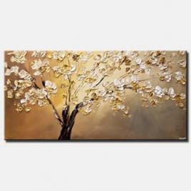 canvas print of modern-palette-knife-blooming-tree-painting