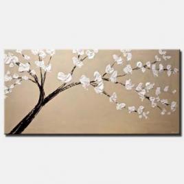 canvas print of original palette knife blooming tree painting