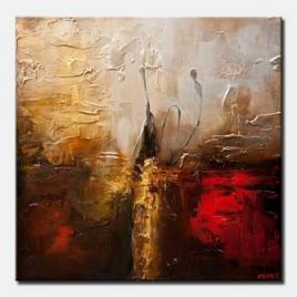 canvas print of textured golden red abstract art