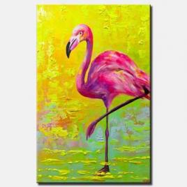 canvas print of Pop Art Flamingo abstract painting
