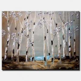 canvas print of abstract birch trees painting