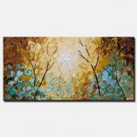 canvas print of modern textured blooming trees painting