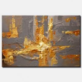 canvas print of gold gray heavy textured abstract art