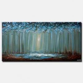 canvas print of blue forest abstract painting