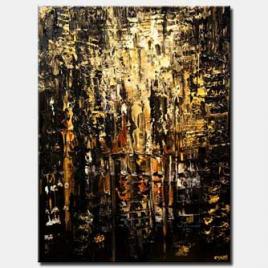 canvas print of modern black gold textured abstract painting