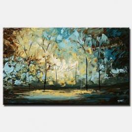 canvas print of palette knife landscape painting trees