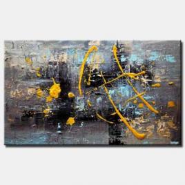 canvas print of heavy textured gray yellow abstract art