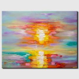 canvas print of textured abstract sunrise painting
