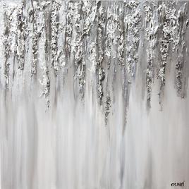 silver white textured abstract art