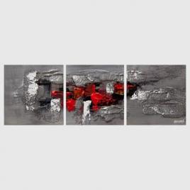 modern abstract painting textured in red gray black
