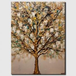 modern golden abstract tree painting