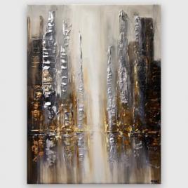 modern city abstract painting silver and gold