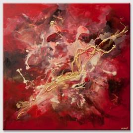 red gold square abstract painting