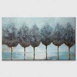 light blue decorative trees painting with silver