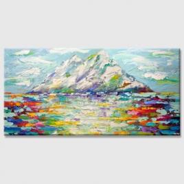 colorful modern palette knife mountains abstract painting