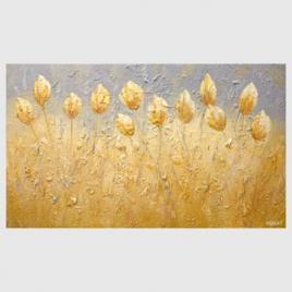 modern yellow tulips floral abstract painting