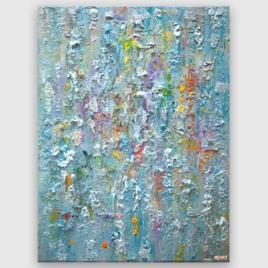 Textured light blue abstract painting modern art