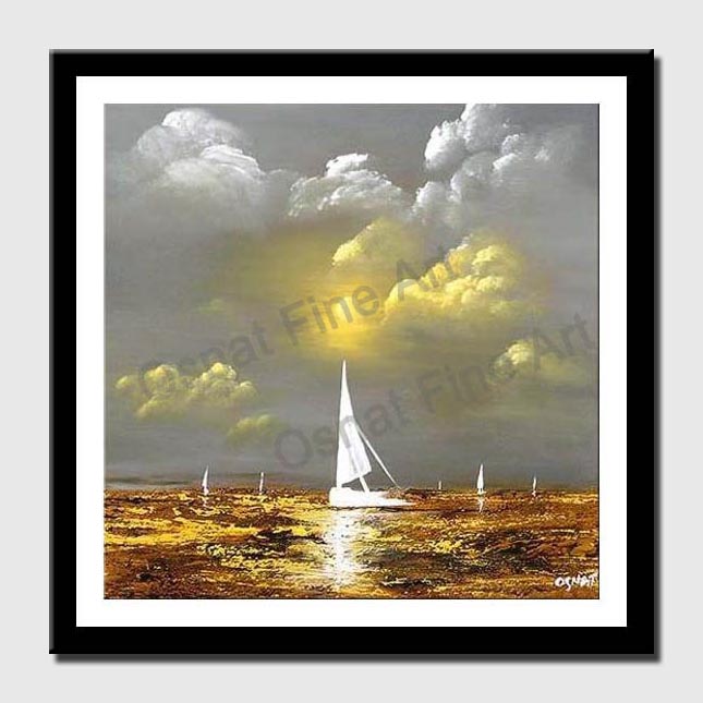 canvas print of sail boat abstract landscape painting