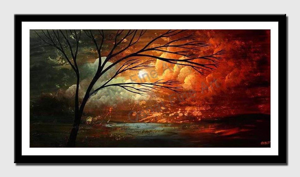canvas print of abstract landscape naked tree and cloudy sky