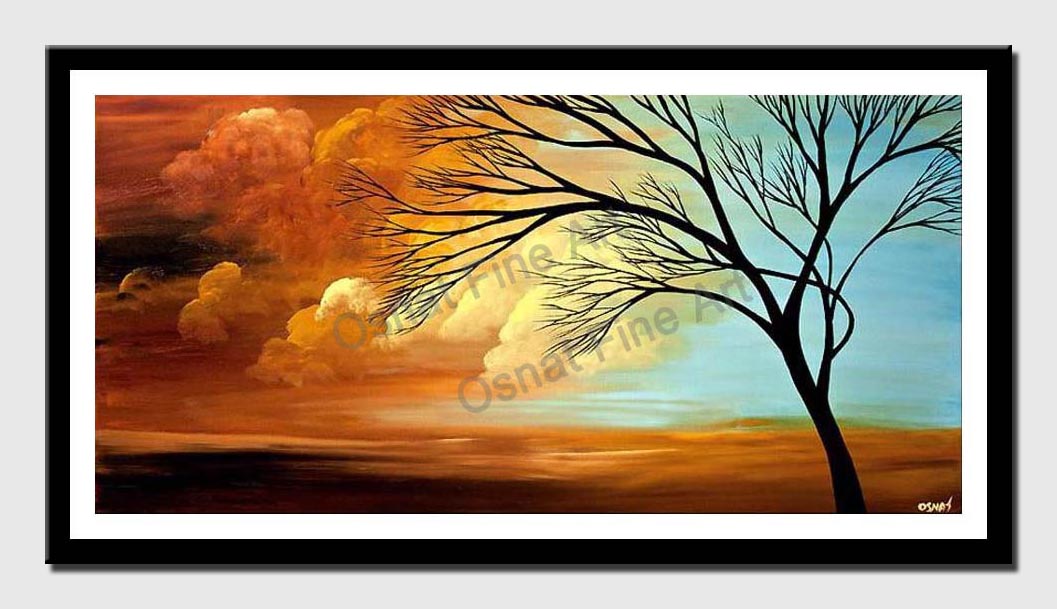 canvas print of horizontal painting of sunrise and brown clouds