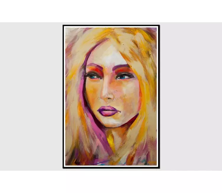print on paper - modern colorful woman portrait painting