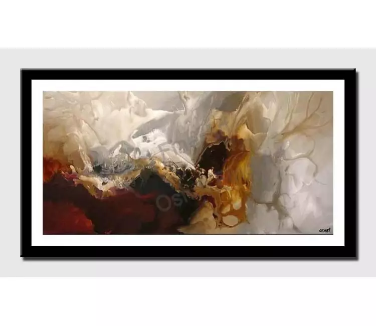 print on paper - canvas print of soft abstract modern wall painting by osnat tzadok red and white