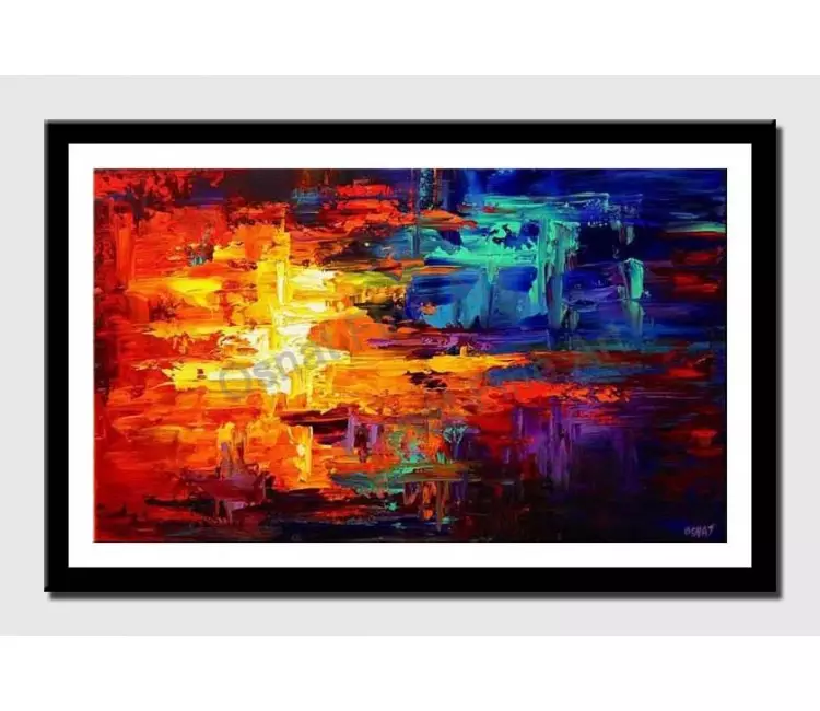 print on paper - canvas print of bold colorful red blue and yellow abstract