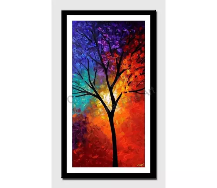 print on paper - canvas print of vertical colorful landscape tree