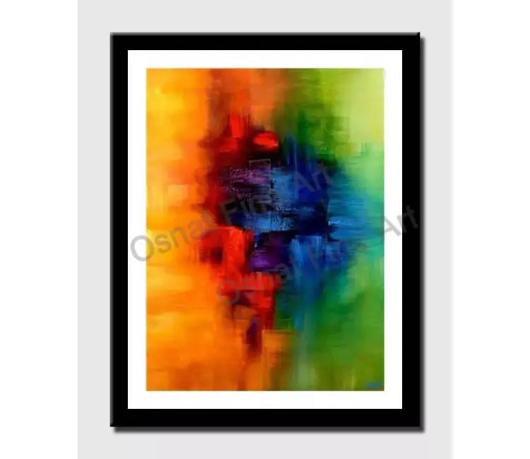 print on paper - canvas print of yellow red blue and green art by osnat tzadok
