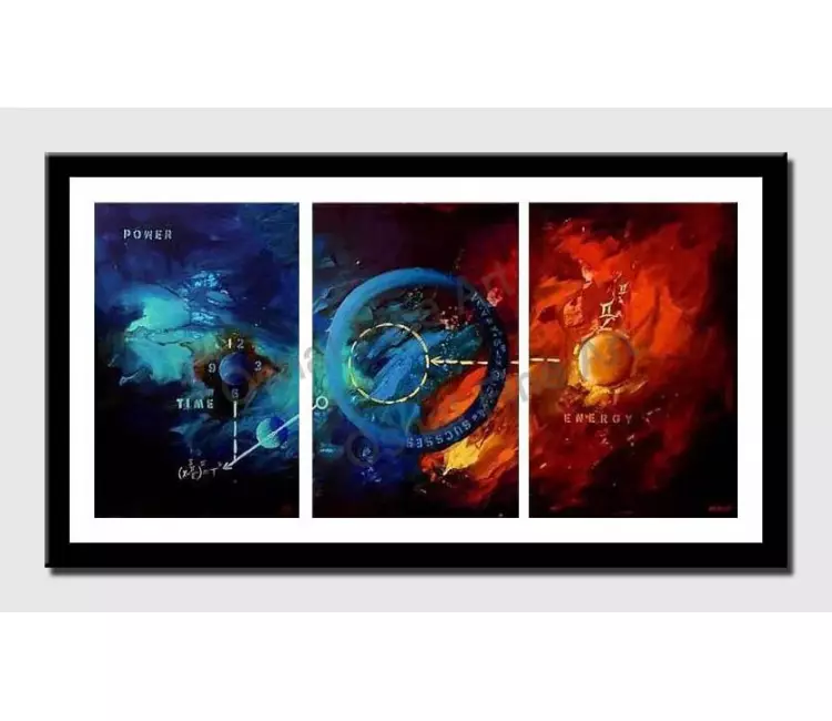 print on paper - canvas print of modern triptych canvas in blue and red