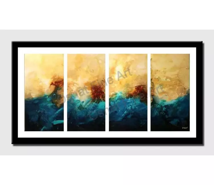 print on paper - canvas print of multi panel blue and yellow decor