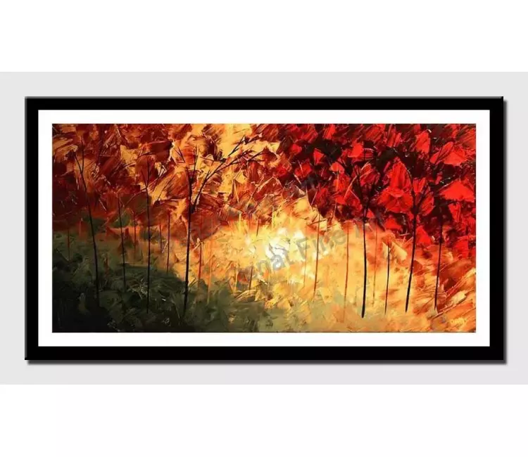 print on paper - canvas print of brown and red forest landscape
