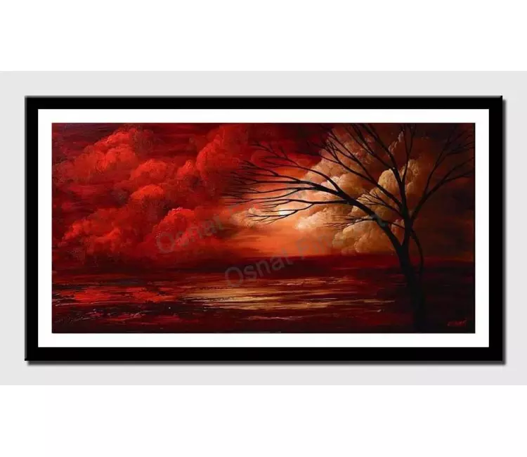 print on paper - canvas print of wall art by osnat tzadok of red clouds