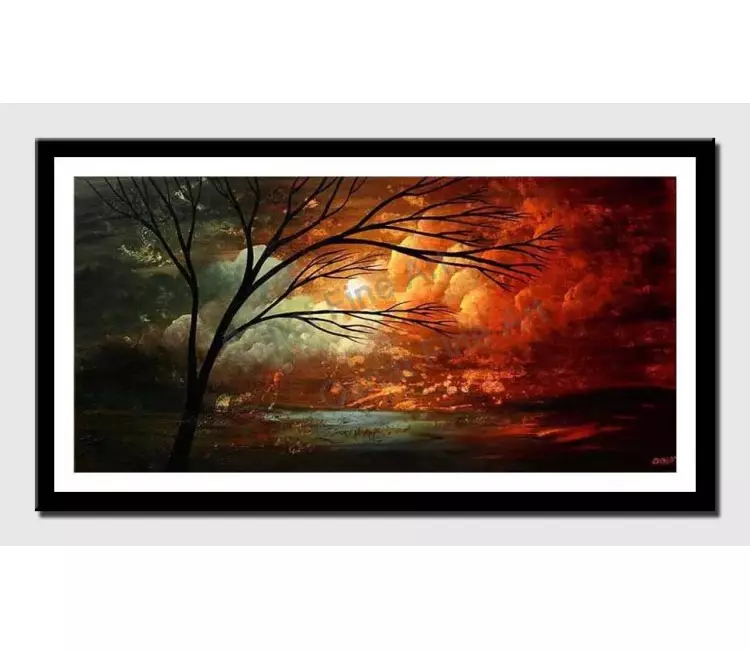 print on paper - canvas print of abstract landscape naked tree and cloudy sky